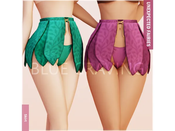 Alpha Blue Craving Fairy Leaves Skirt - The Sims 4 Custom Content