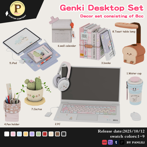 Alpha Genki Desktop Set by simsfinds - The Sims 4 Custom Content