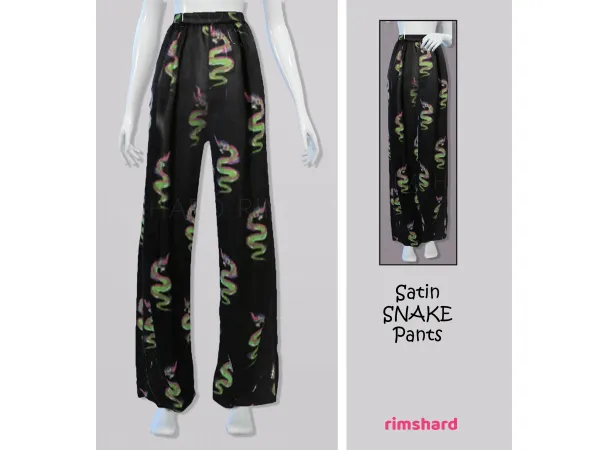 Mix Satin Snake Pants by rimshard - The Sims 4 Custom Content