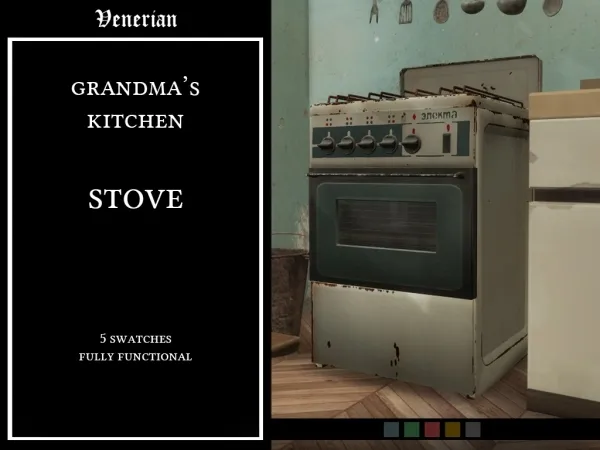 Alpha Grandma's Kitchen Stove by Venerian - The Sims 4 Custom Content
