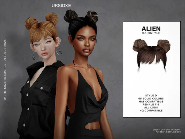 Alpha Alien (Hairstyle) Style D by Ursidxe - The Sims 4 Custom Content