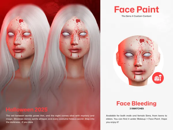 Alpha CUZISLAY Face Bleeding Face Paint - The Sims 4 Custom Content