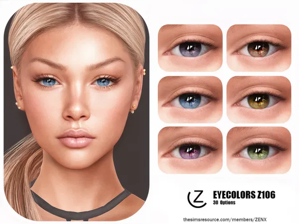 Alpha EYECOLORS Z106 by ZENX - The Sims 4 Custom Content