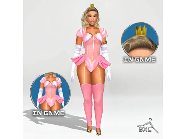 Alpha PRINCESS PEACH COSTUME by Baddiexsimmer - The Sims 4 Custom Content