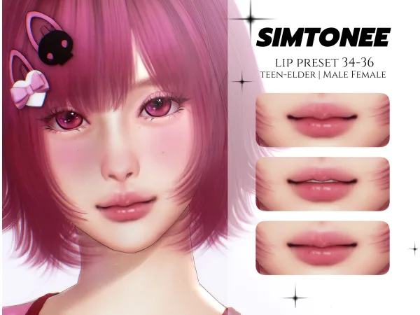 Sims 4 Simtonee Lip Preset 34-36