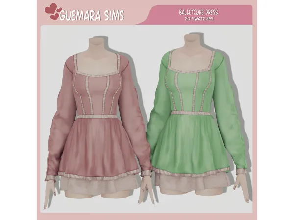 Maxis Match Balletcore Dress by Guemara - The Sims 4 Custom Content
