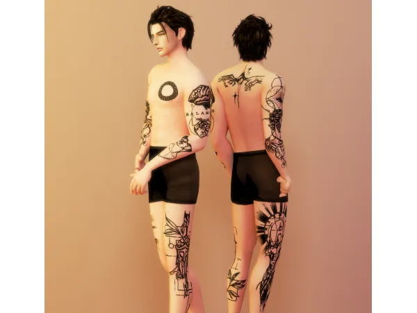 Sims 4 Hellene Wisdom Tattoo Set by SnootySims