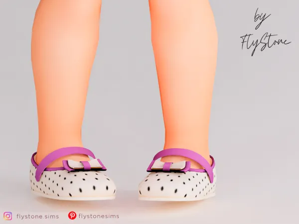 Maxis Match Toddler Polka Dot Flats With Bow by FlyStone - The Sims 4 Custom Content