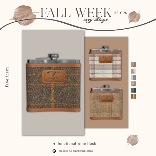 Alpha fall week functional wine flask with cozy ( freebies ) by bambisims - The Sims 4 Custom Content