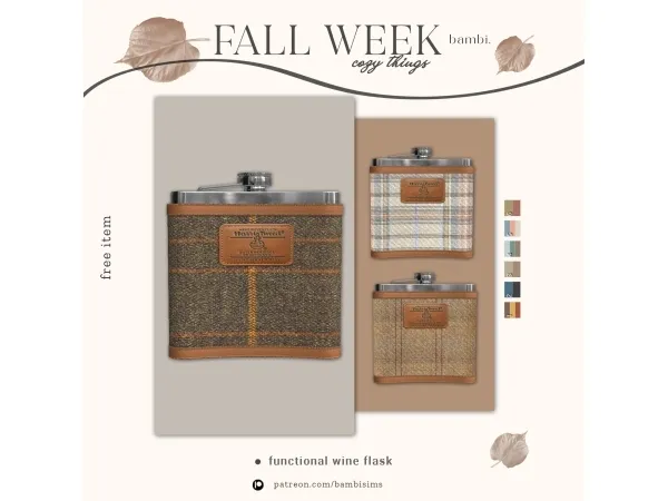 Alpha fall week functional wine flask with cozy ( freebies ) - The Sims 4 Custom Content