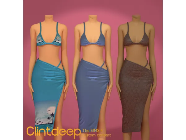 Sims 4 Fenna Velvet Skirt Set  by ClintdeepTS4