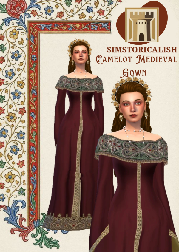 Maxis Match [Simstoricalish] Camelot Medieval Gown by simsfinds - The Sims 4 Custom Content