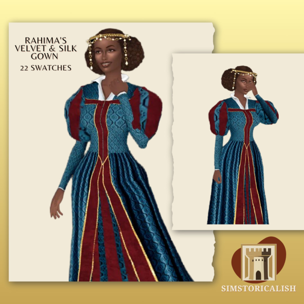 Maxis Match [Simstoricalish]Rahima's Velvet Silk Gown by simsfinds - The Sims 4 Custom Content