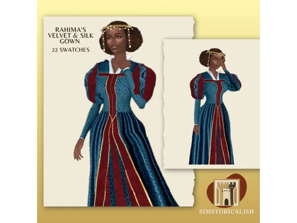 Maxis Match [Simstoricalish]Rahima's Velvet Silk Gown - The Sims 4 Custom Content