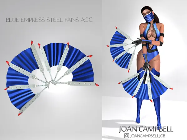 Alpha BLUE EMPRESS STEEL FANS ACC by Joan_Campbell_Beauty_ - The Sims 4 Custom Content