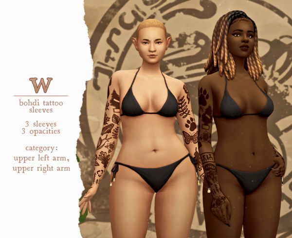 Mix bodhi three tattoo sleeves by simsfinds - The Sims 4 Custom Content