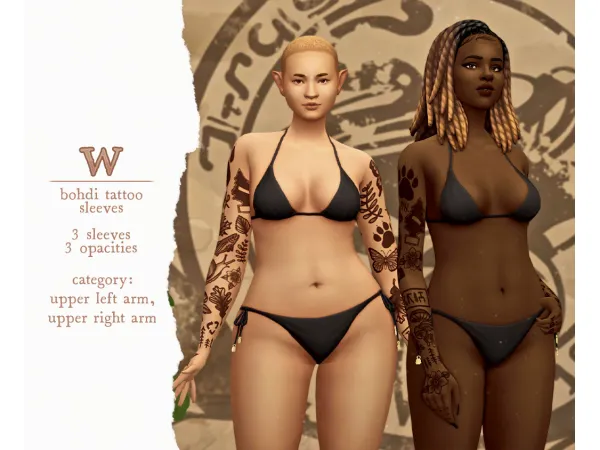 Mix bodhi three tattoo sleeves by wrixie - The Sims 4 Custom Content