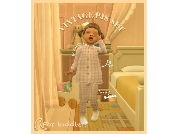 Maxis Match VINTAGE PJS SET toddlers by vidasimss - The Sims 4 Custom Content