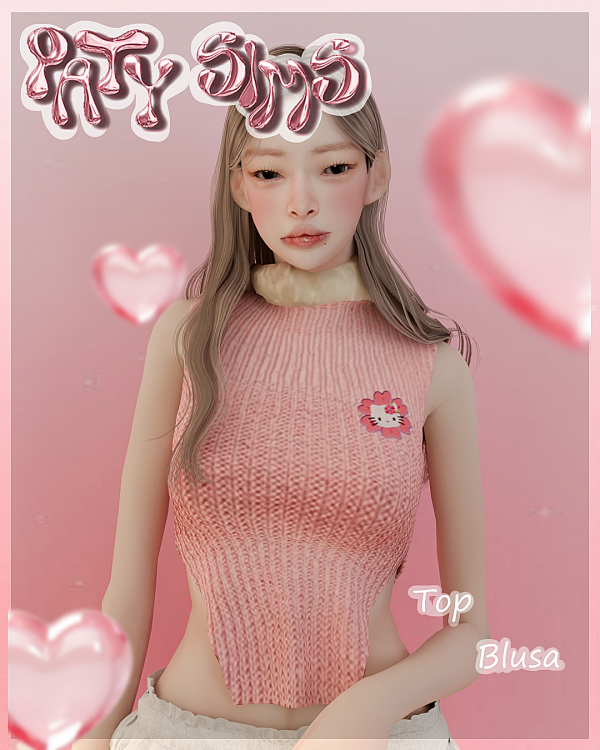 Alpha Blusa Hello by patysims - The Sims 4 Custom Content