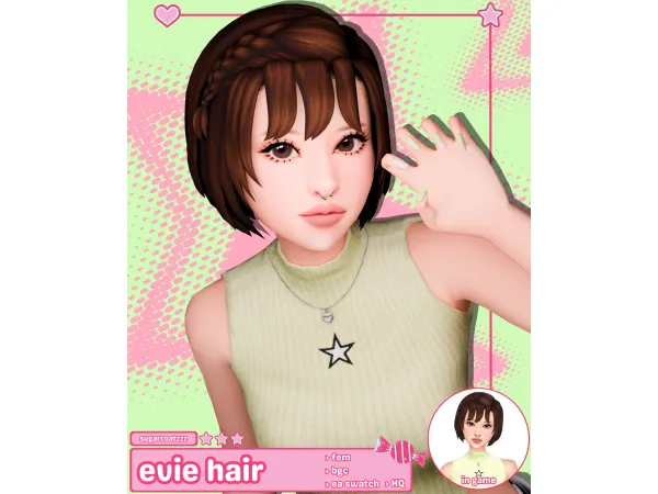 Sims 4 evie hair by sugarcoatzzz