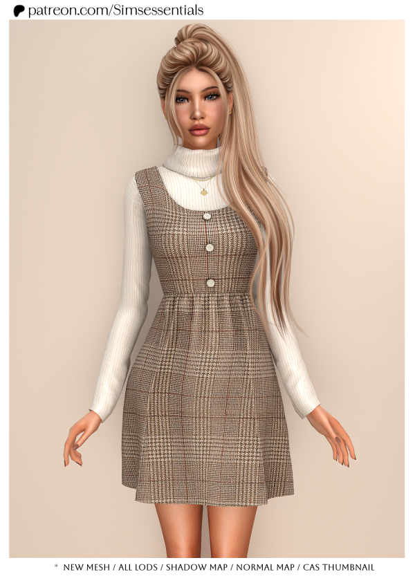 Alpha Jonna Dress Turtleneck Top by simsfinds - The Sims 4 Custom Content