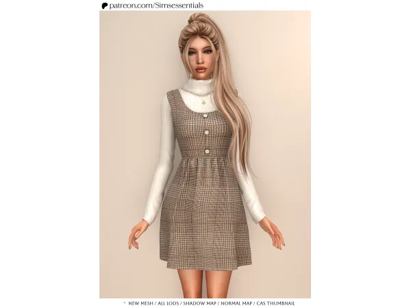 Alpha Jonna Dress Turtleneck Top by Simsessentials - The Sims 4 Custom Content
