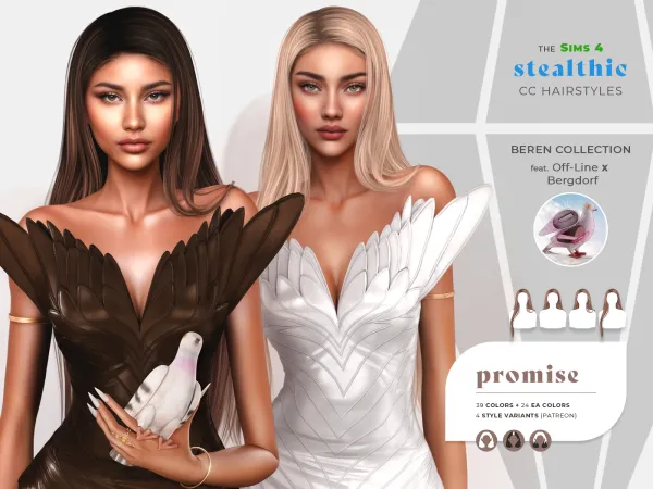 Alpha Stealthic Promise hair (Beren Collection feat Off Line Bergdorf) - The Sims 4 Custom Content