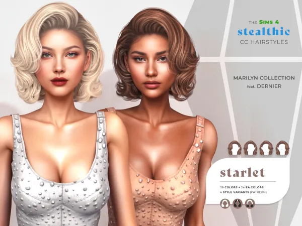Alpha Stealthic Starlet Hair (Marilyn Collection feat Dernier) - The Sims 4 Custom Content