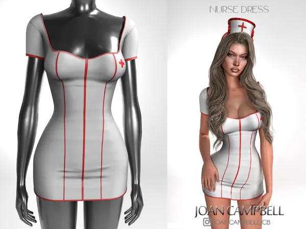 Alpha NURSE DRESS by Joan_Campbell_Beauty_ - The Sims 4 Custom Content