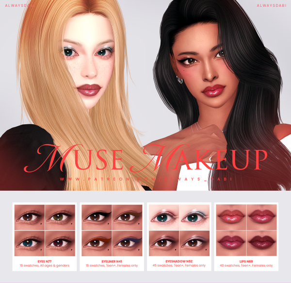 Alpha [AlwaysDabi] MUSE Makeup Set by simsfinds - The Sims 4 Custom Content