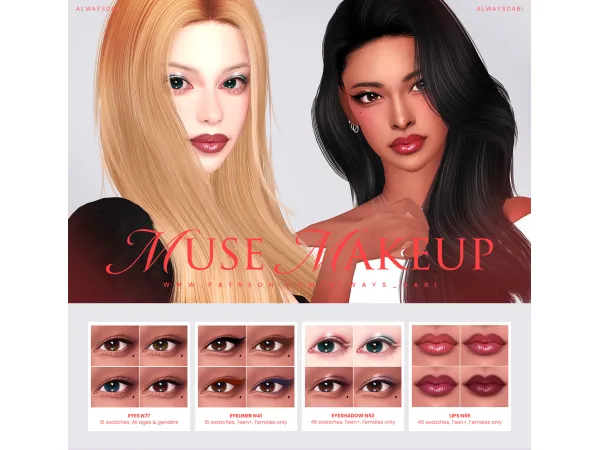 Sims 4 [AlwaysDabi] MUSE Makeup Set