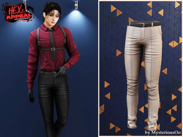 Alpha Hex Appeal Leather pants with belt by MysteriousOo - The Sims 4 Custom Content