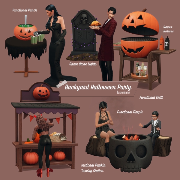 Mix Backyard Halloween Party by leosims4cc - The Sims 4 Custom Content