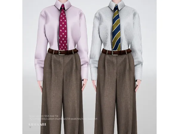 Sims 4 Saint Laurent Shirt And Tie by charonlee