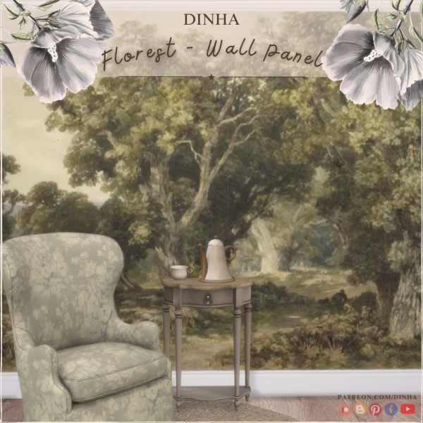 Alpha Florest Wall Panel by dinhagamer - The Sims 4 Custom Content