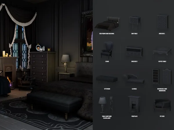 Sims 4 Midnight Manor Bedroom