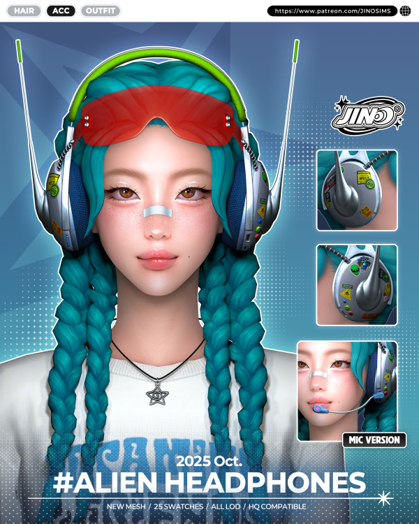 Alpha [JINO] Alien Headphones by simsfinds - The Sims 4 Custom Content