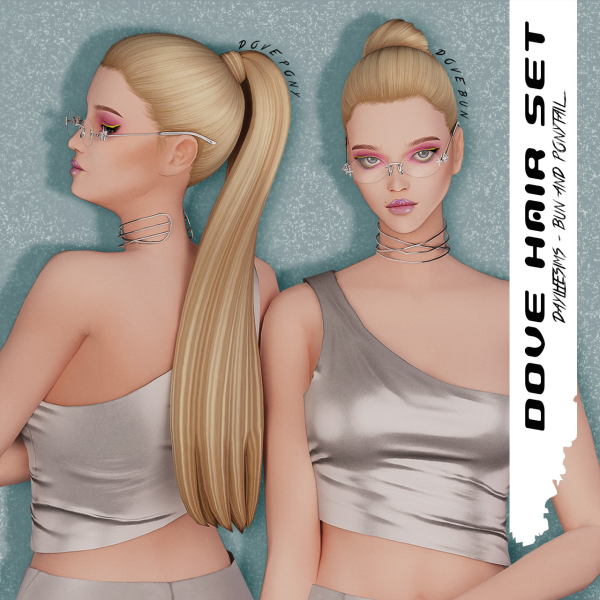 Maxis Match DOVE HAIR SET Bun and Ponytail by simsfinds - The Sims 4 Custom Content