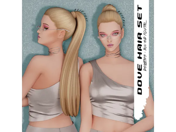 DOVE HAIR SET - Bun and Ponytail by daylifesims