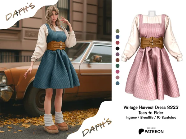 Sims 4 Daph's Vintage Harvest Dress S323