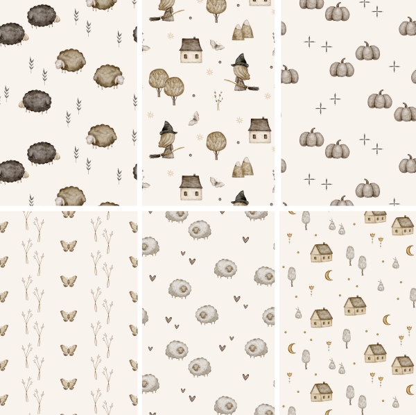 Mix LITTLE WITCH COLLECTION PART 01 9 Wallpaper Prints by simsfinds - The Sims 4 Custom Content
