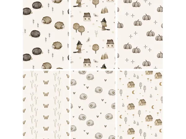 Mix LITTLE WITCH COLLECTION PART 01 9 Wallpaper Prints - The Sims 4 Custom Content