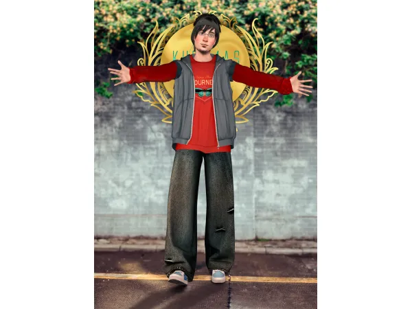 Kurimas 4t2 Gorillax3 Hoodie Vest II - The Sims 2 Custom Content