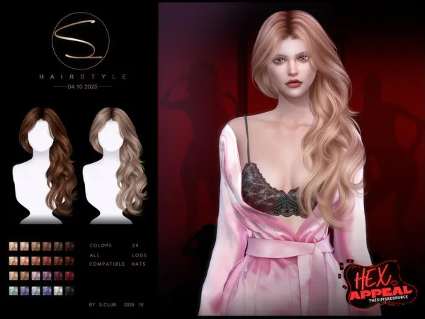Alpha S CLUB_041025_Side Curly hairstyle - The Sims 4 Custom Content