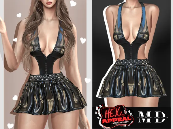 Alpha hexAppeal mini dress with exposed leather sword - The Sims 4 Custom Content