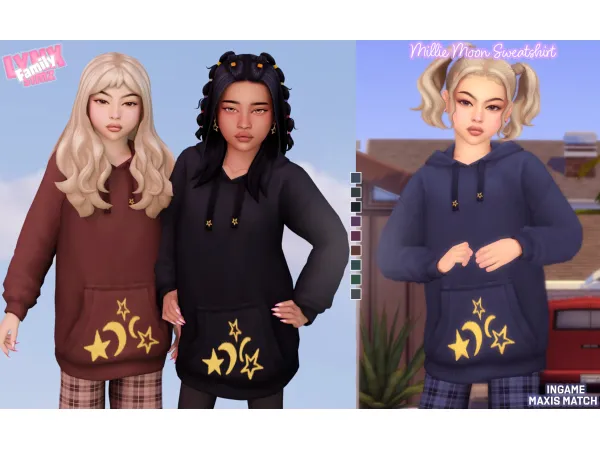 Maxis Match Millie Moon Sweatshirt by lynxsimzfamily - The Sims 4 Custom Content