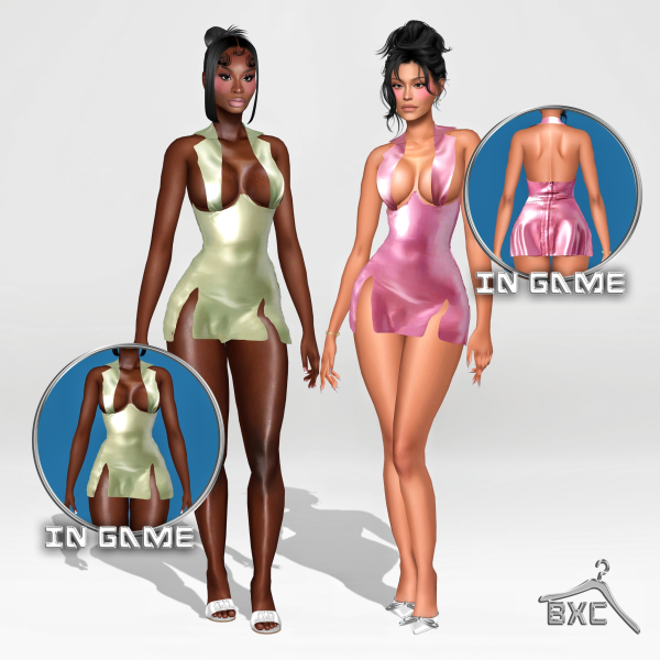 Alpha POSTER GIRL GREEN METALLIC DRESS by simsfinds - The Sims 4 Custom Content