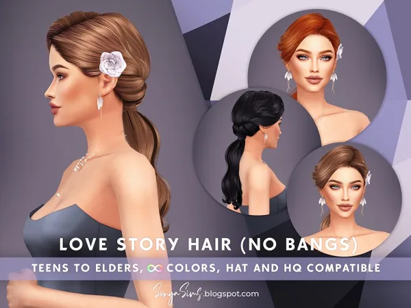 Sims 4 Love Story Hair - No Bangs Version