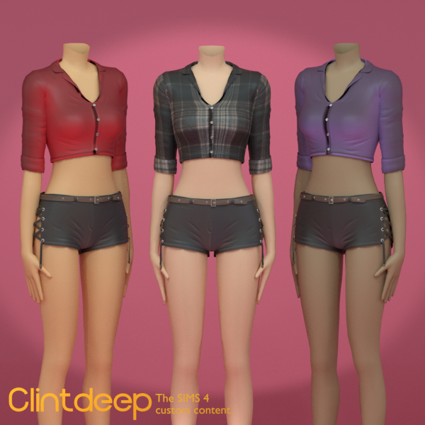 Maxis Match Clintdeep Francesca Shirt Hot Pant by simsfinds - The Sims 4 Custom Content