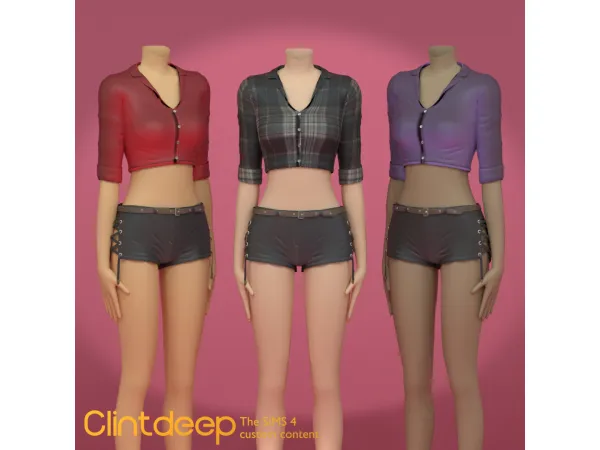 Maxis Match Clintdeep Francesca Shirt Hot Pant - The Sims 4 Custom Content